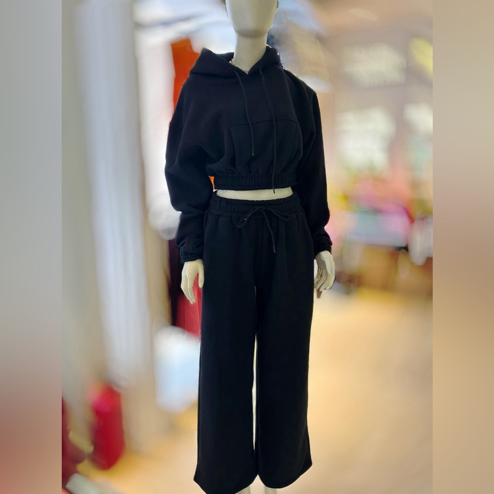 Zara sweatsuit set, wide leg pants with hoodie size XS, S, M